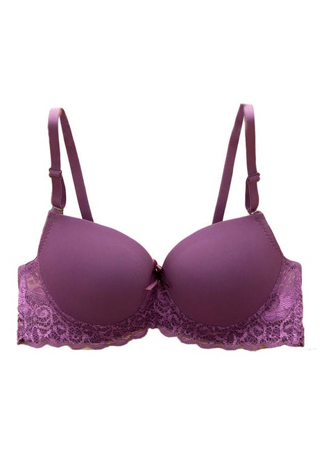 Lace Push Up Underwired Bra Purple