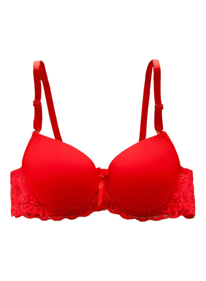 Generic - Lace Push Up Underwired Bra Red - Image 1