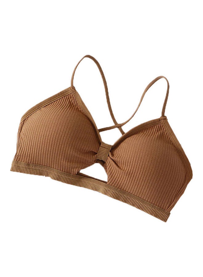 Cross Strap Padded Bra Bustier Underwear Bralette Tube Top Brown 