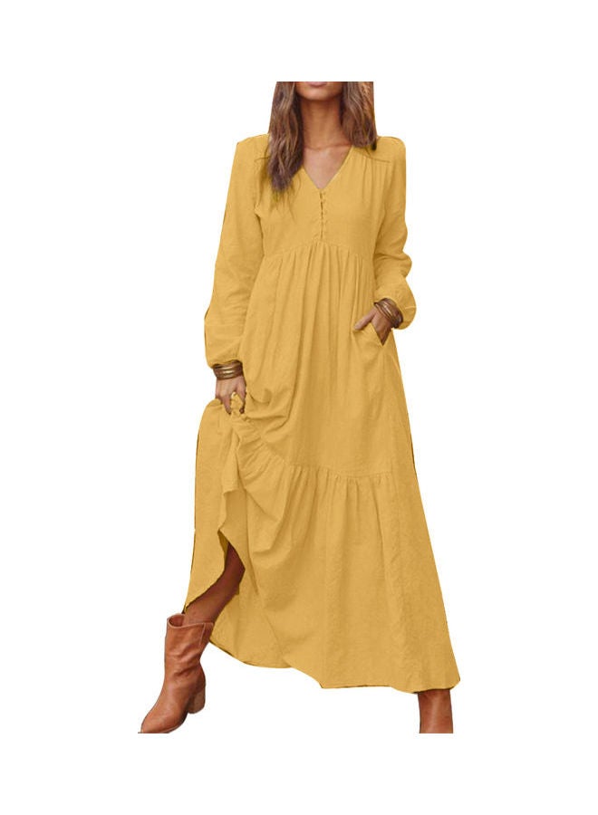 Long Sleeve Kaftan Light Yellow - Image 1