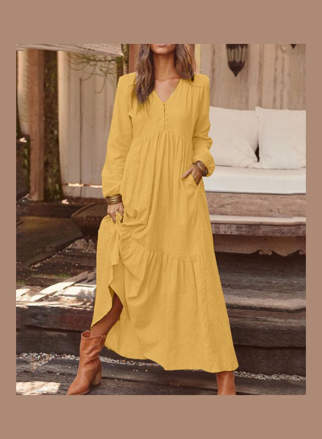 Long Sleeve Kaftan Light Yellow - Image 2