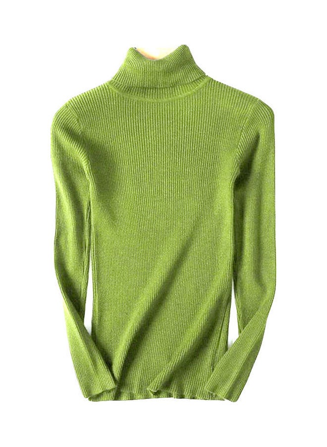 Elastic Slim Knitted Pullover Sweater Fruit Green 