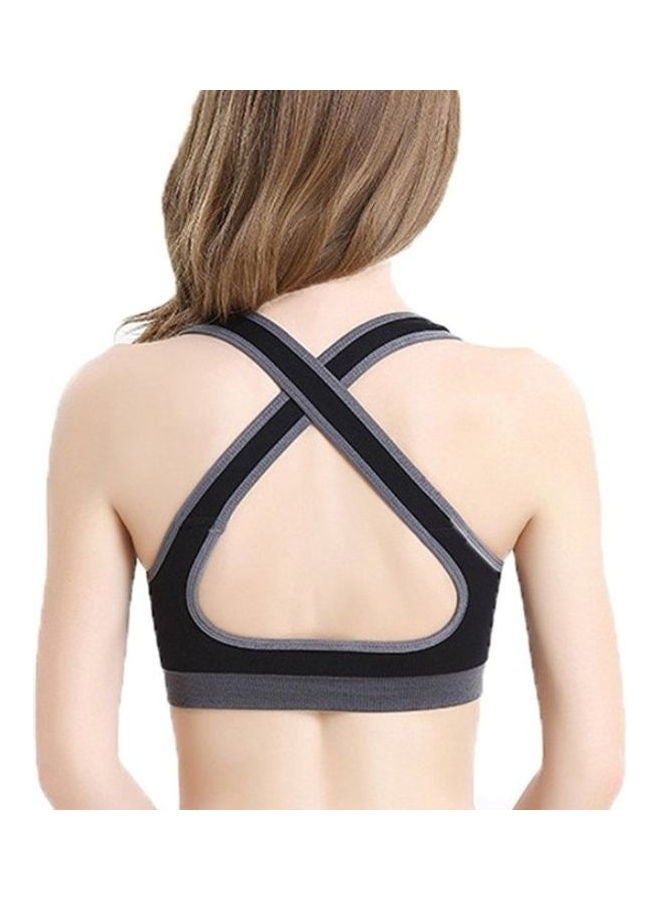 Glamroot Women's Padded full Coverage Quick Dry Padded Cross Back Sports Bra with Removable Soft Cups for Gym, Yoga, Running, and Fitness Black - Image 2