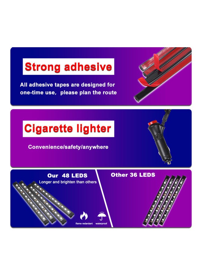 Generic 4-Piece Car LED Strip Light Set With Sound Active Function And Wireless Remote Control  - Image 4