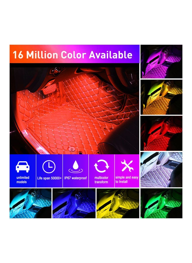 Generic - 4-Piece Car LED Strip Light Set With Sound Active Function And Wireless Remote Control - Image 1