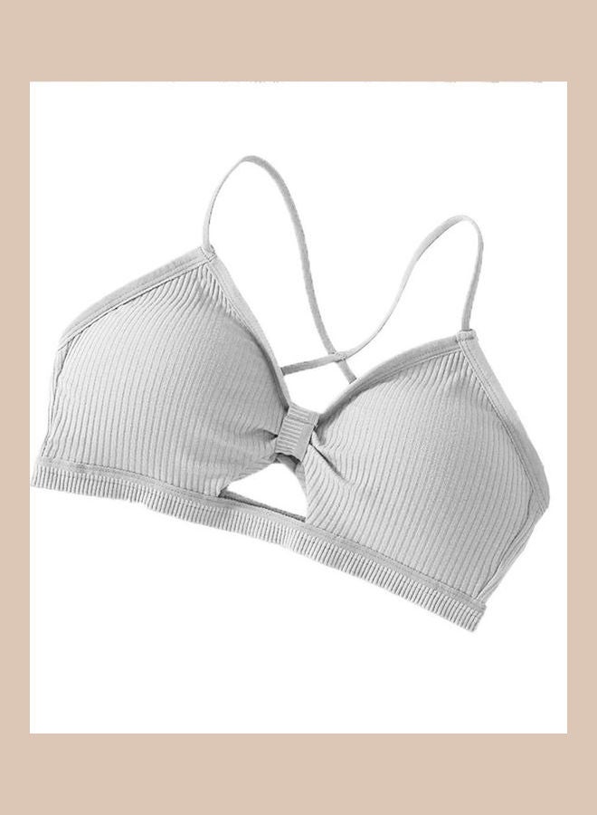 Cross Strap Padded Bra Bustier Underwear Bralette Tube Top Grey 