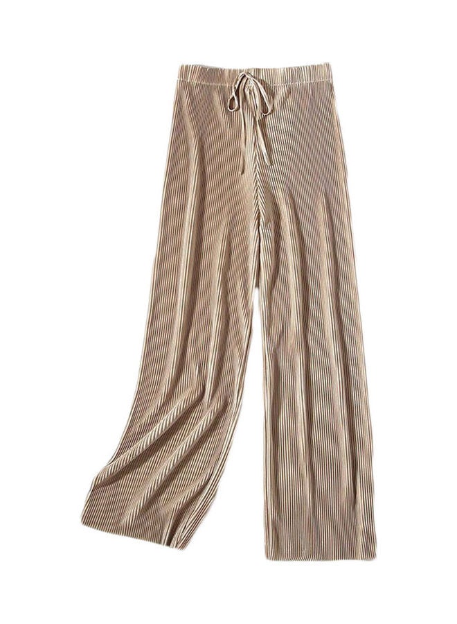 Ice Silk Drawstring Capri Pants Khaki 