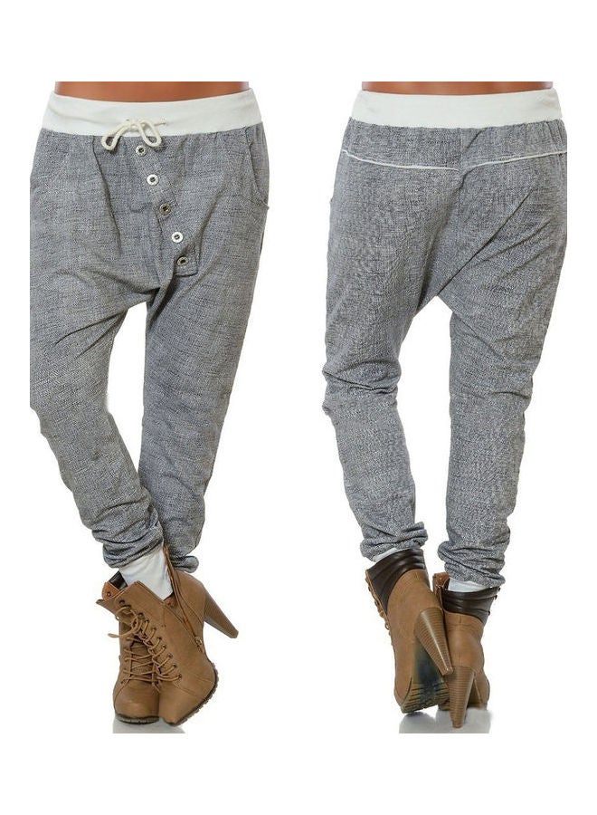 Drawstring Baggy Trousers Grey - Image 3