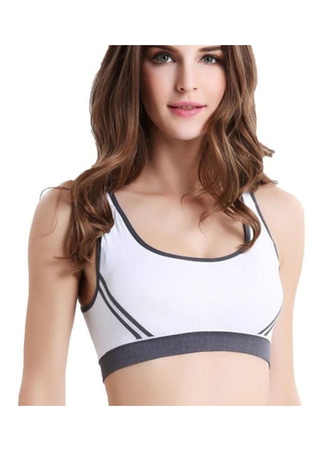 Glamroot Women's Padded full Coverage Quick Dry Padded Cross Back Sports Bra with Removable Soft Cups for Gym, Yoga, Running, and Fitness White/Grey - Image 1