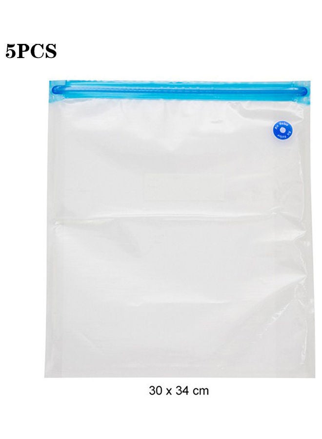 Pack Of 5 Vacuum Storage Bags Clear/Blue - Image 1