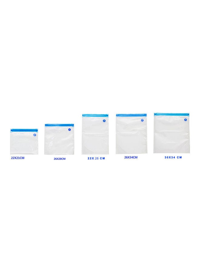 Pack Of 5 Vacuum Storage Bags Clear/Blue - Image 5