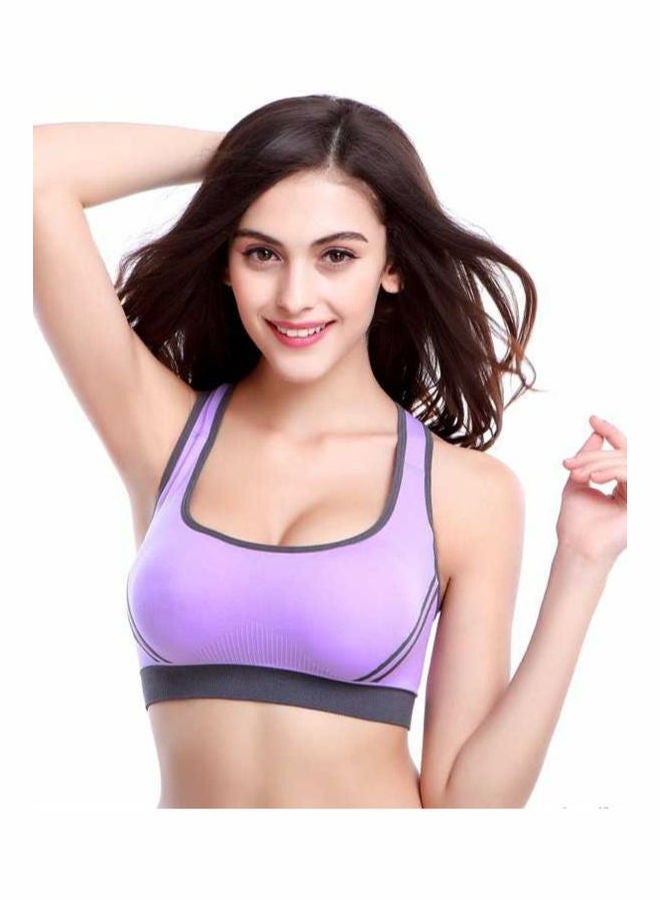 Glamroot - Women's Padded full Coverage Quick Dry Padded Cross Back Sports Bra with Removable Soft Cups for Gym, Yoga, Running, and Fitness Purple - Image 1