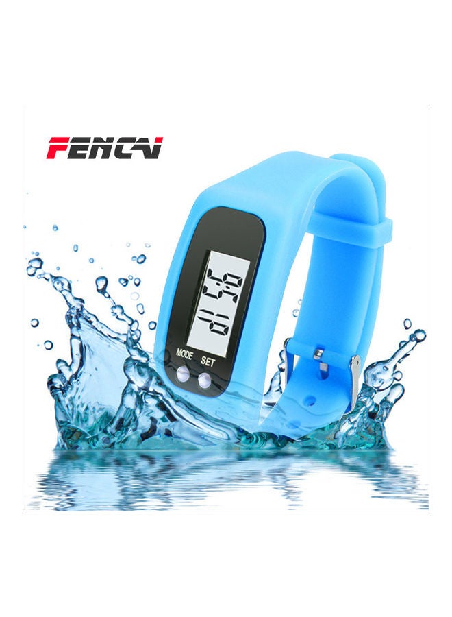 Pedometer Silicone Running Watch With LCD Display Screen Blue - Image 1