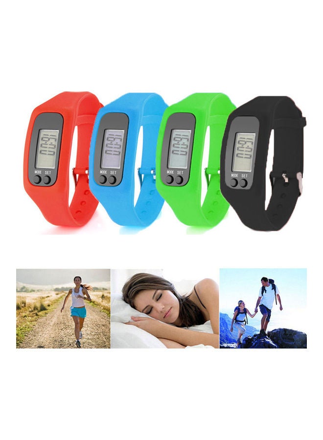 Pedometer Silicone Running Watch With LCD Display Screen Blue - Image 2