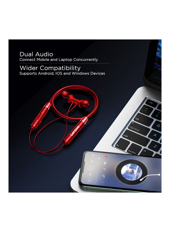 Lenovo HE05 Neckband Earphones Red - Image 4