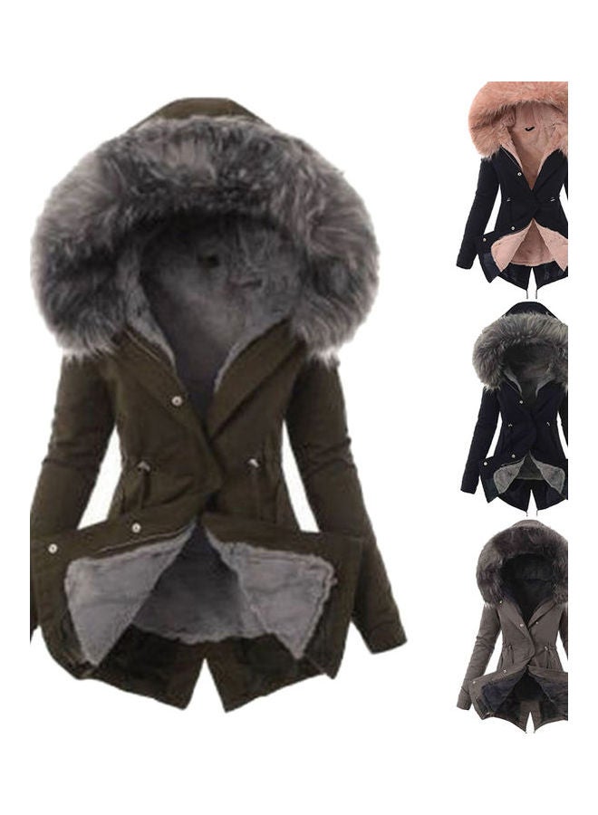 Casual Outwear Long Overcoat Army Green 