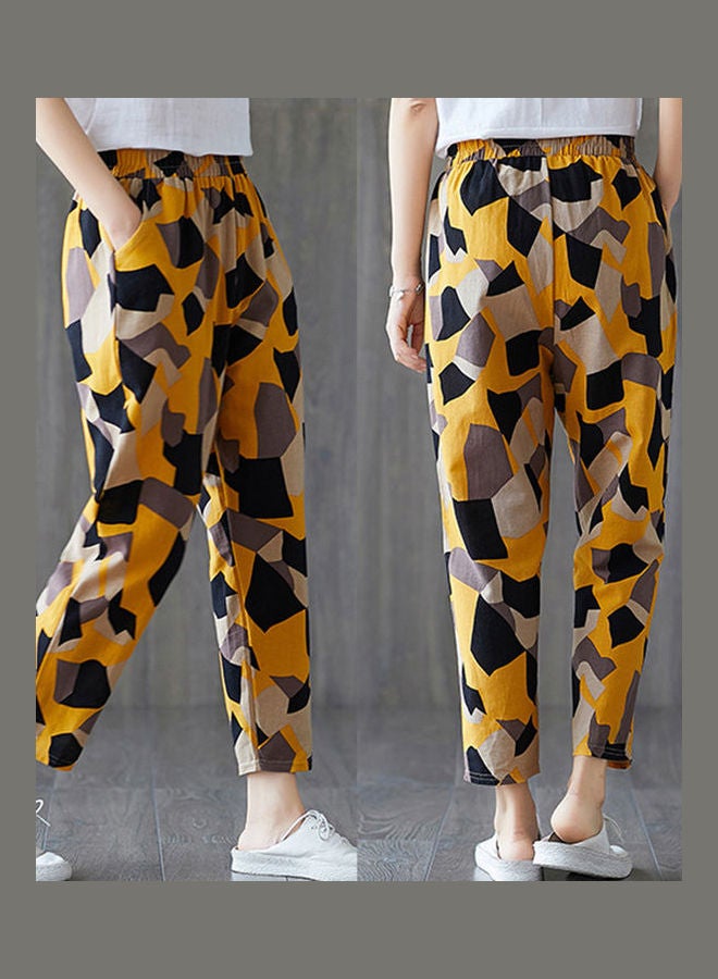 Elastic Waist Geometrical Print Capri Pants Multicolour  - Image 2