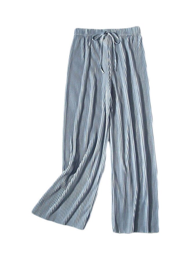 Ice Silk Drawstring Capri Pants Light Blue  - Image 1
