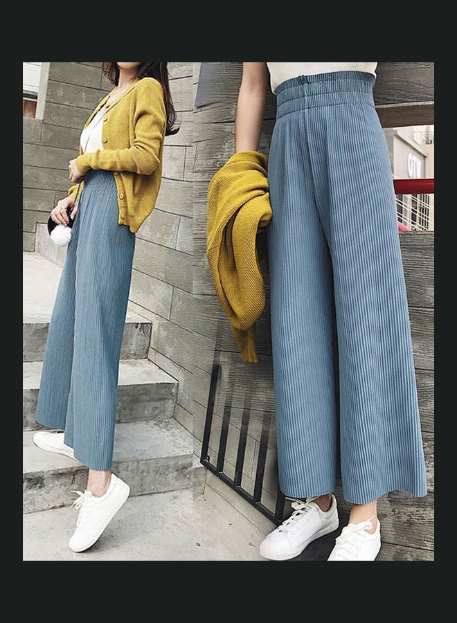 Ice Silk Drawstring Capri Pants Light Blue  - Image 2