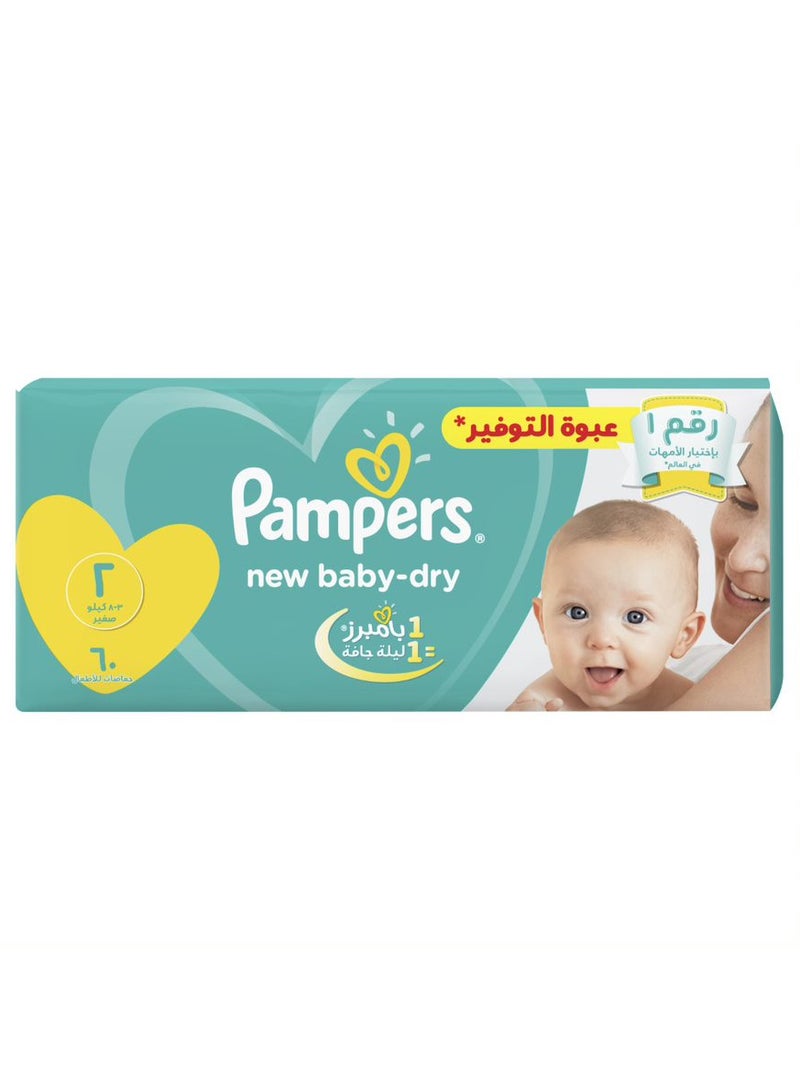 Pampers - Baby Dry Diapers  Size 2, Mini, 3-8 Kg (60 Diapers) - Image 1