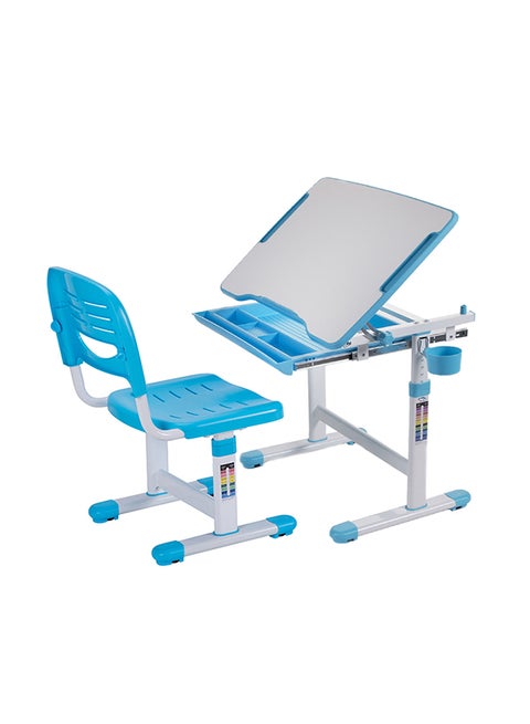 2-Piece Adjustable Study Table And Chair White/Blue