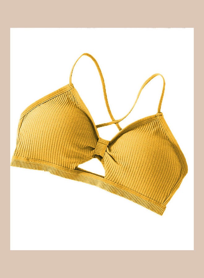 Cross Strap Padded Bra Bustier Underwear Bralette Tube Top Yellow 