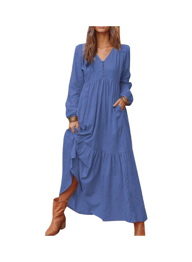Long Sleeve Kaftan Maxi Dress Dark Blue - Image 1
