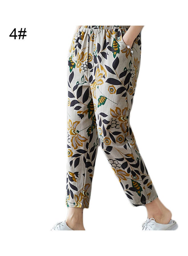 Elastic Waist Floral Print Capri Pants Multicolour  - Image 1