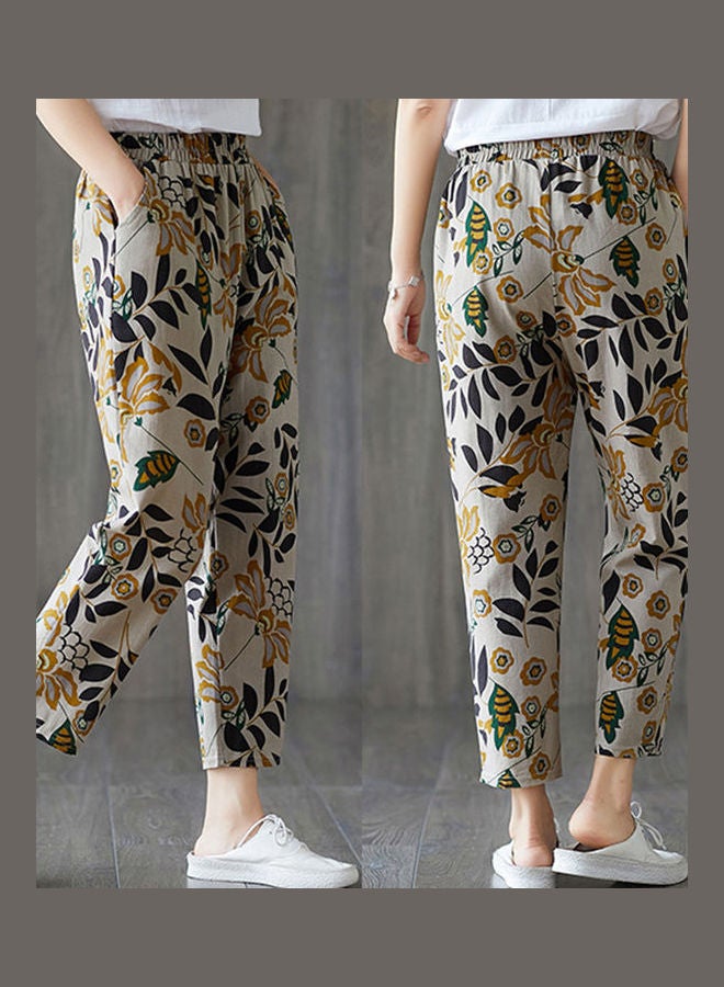 Elastic Waist Floral Print Capri Pants Multicolour  - Image 2