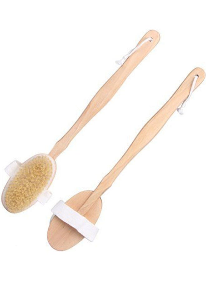 فرشاة استحمام بمقبض خشبي لتنظيف الظهر والجسم بني 20x10x20سم - Image 2