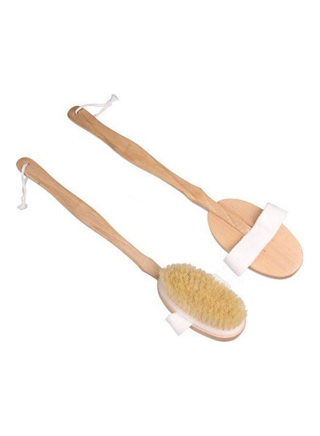 فرشاة استحمام بمقبض خشبي لتنظيف الظهر والجسم بني 20x10x20سم - Image 3