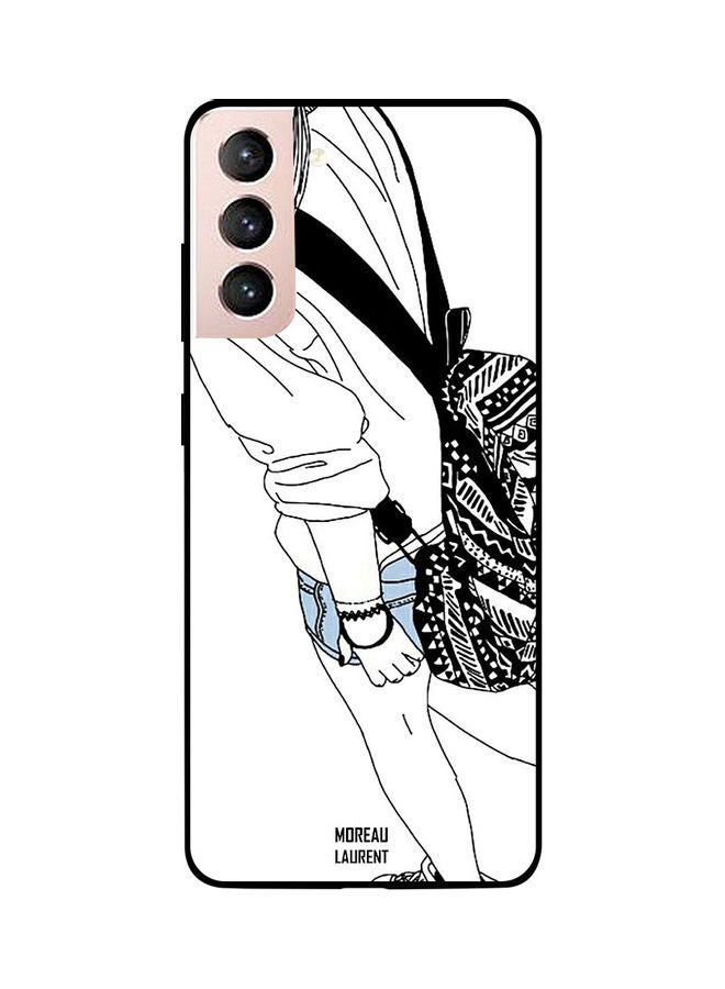 Moreau Laurent Walking Girl Printed Skin Case Cover -for Samsung Galaxy S21 White/Black/Blue White/Black/Blue - Image 1