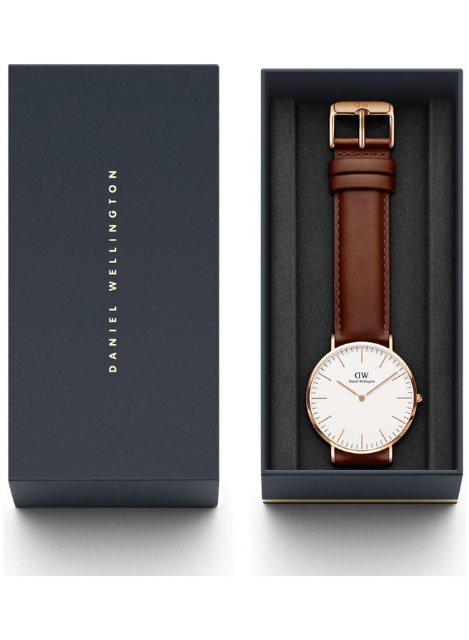 DANIEL WELLINGTON Men's Classic St Mawes Water Resistant Leather Analog Wirst Watch - Image 2