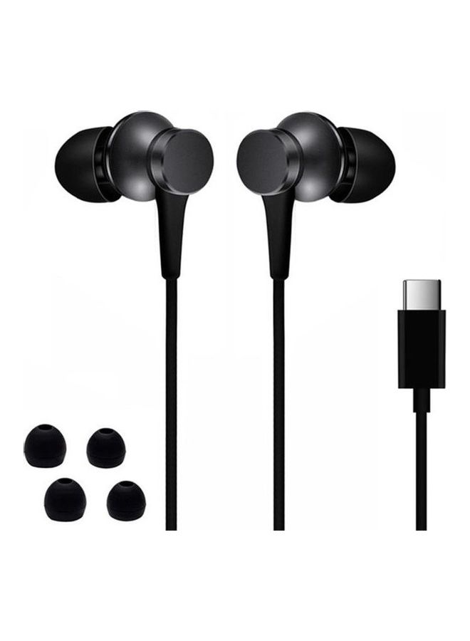 شاومي - سماعة أذن داخلية سلكية بمنفذ Type-C Usb وميكروفون أسود - Image 1