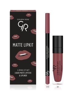 Golden Rose Long Stay Liquid Matte And Lipliner Lipkit Set Multicolour  - Image 1