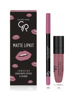 Golden Rose Long Stay Liquid Matte And Lipliner Lipkit Set Multicolour  - Image 1