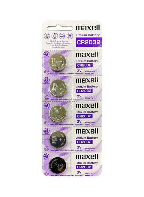 5-Piece Lithium Battery CR2032 Multicolour