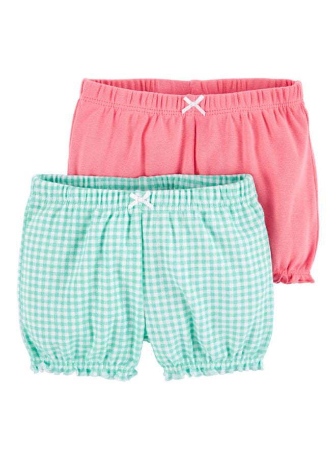 carter's 2-Piece Infant Girls Checkered & Solid Shorts Multicolour - Image 1