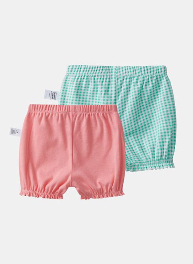 carter's 2-Piece Infant Girls Checkered & Solid Shorts Multicolour - Image 2