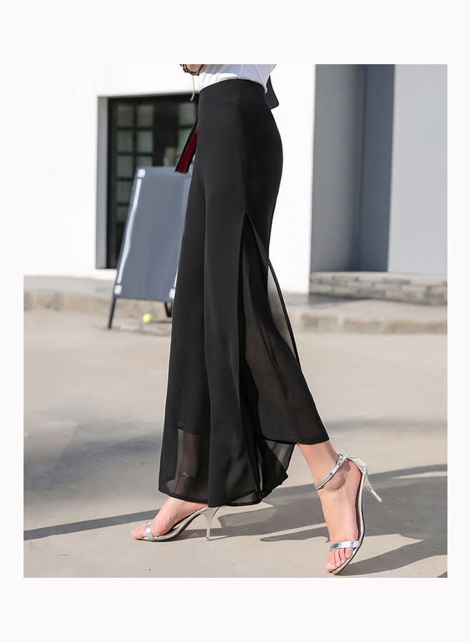 High Waist Side Slit Detail Pants Black  - Image 3