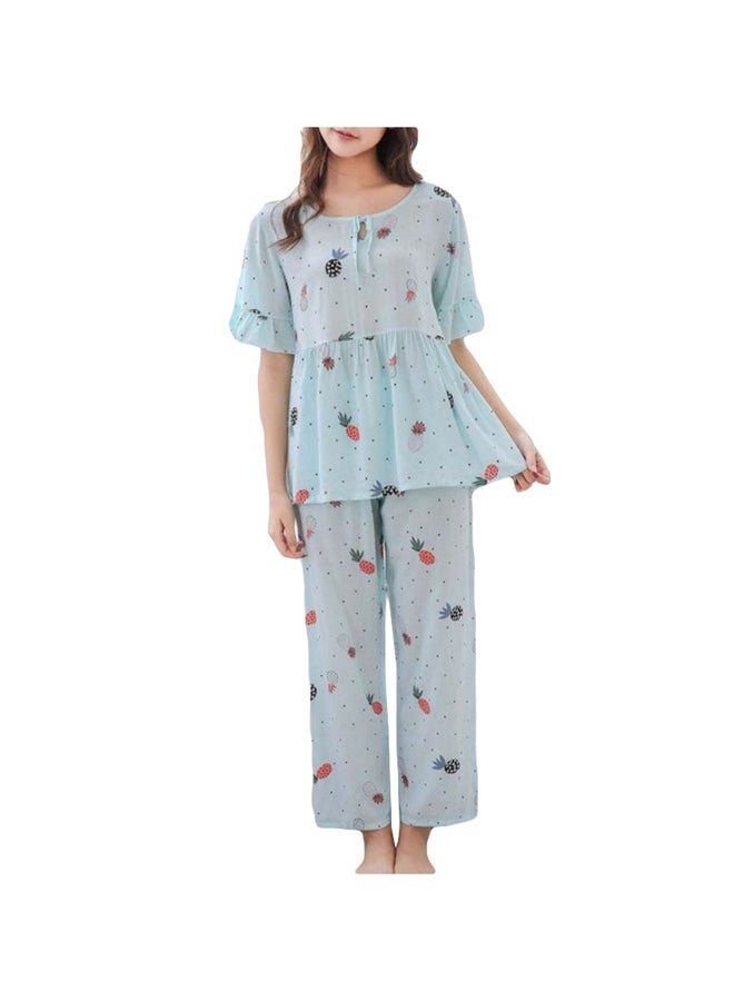 Beauenty O Neck Pajamas Set Blue  - Image 1