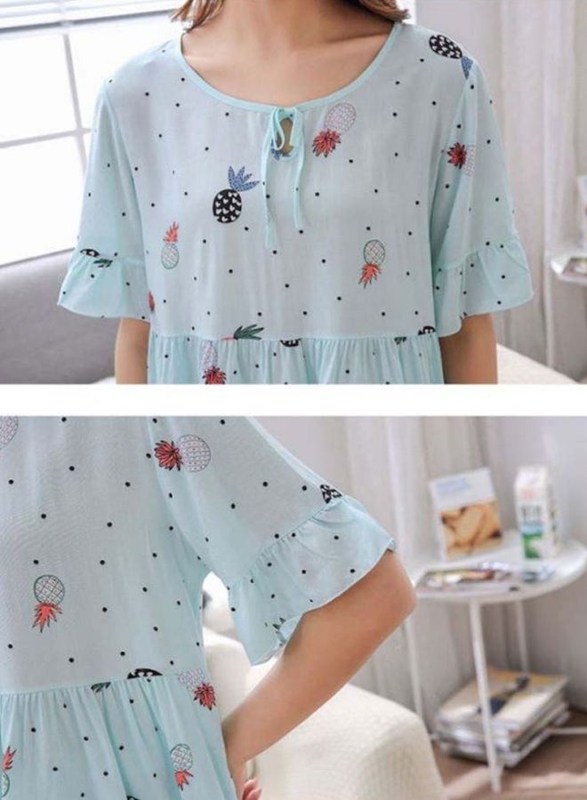 Beauenty O Neck Pajamas Set Blue  - Image 3