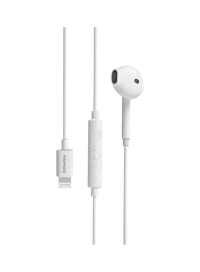 PROMATE - Lightning Earbuds,Noise Isolating Hi-Fi Apple MFi Certified Mono Earphone with In-Line Volume Control,Built-In Microphone and Tangle-Free Cord,iPhone,iPad Pro,iPod,iOS Devices,GearPod-LT White - Image 1