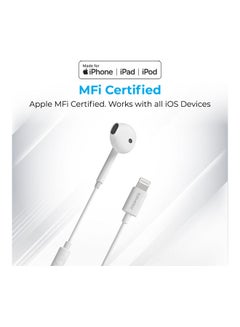 PROMATE Lightning Earbuds,Noise Isolating Hi-Fi Apple MFi Certified Mono Earphone with In-Line Volume Control,Built-In Microphone and Tangle-Free Cord,iPhone,iPad Pro,iPod,iOS Devices,GearPod-LT White  - Image 2
