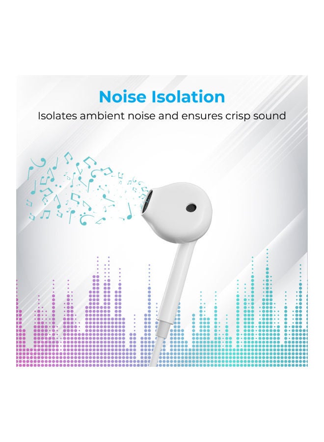 PROMATE - Lightning Earbuds,Noise Isolating Hi-Fi Apple MFi Certified Mono Earphone with In-Line Volume Control,Built-In Microphone and Tangle-Free Cord,iPhone,iPad Pro,iPod,iOS Devices,GearPod-LT White - Image 1