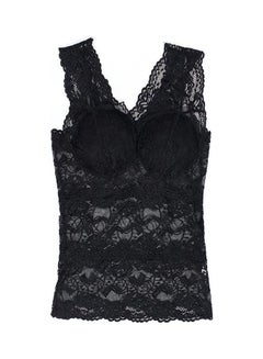 Lace See Through Padded Vest Black