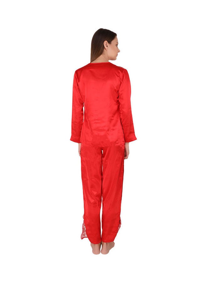 Nurteks 2-Piece Long Sleeve Top and Pyjama Set Red - Image 2