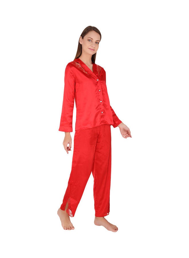 Nurteks 2-Piece Long Sleeve Top and Pyjama Set Red - Image 4