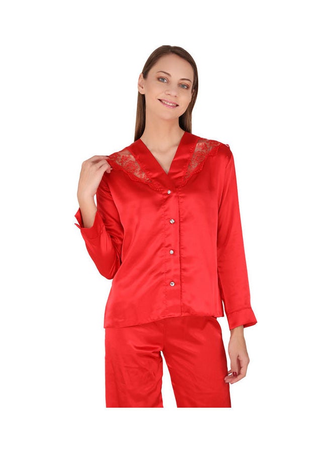 Nurteks 2-Piece Long Sleeve Top and Pyjama Set Red - Image 5