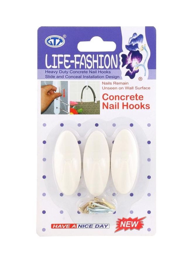 GTT Pack Of 3 Life-Fashion Concrete Nail Hooks White